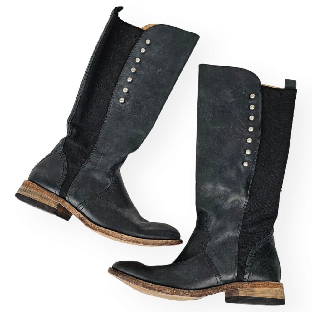 Lucchese Spirit Size 7 Women Annie Smokey Charcoal Leather Riding Tall Boot READ